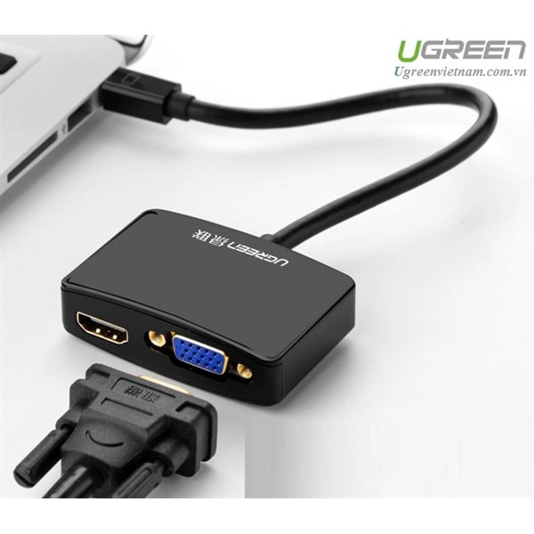 UGREEN 10439 - Cáp Chuyển Mini Displayport To HDMI Và VGA  - Thunderbolt To HDMI + VGA - Hàng Chính Hãng