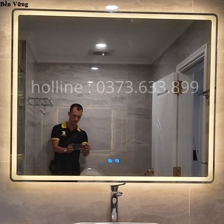 Gương phòng tắm có đèn led 3màu hình chữ nhật, gương cảm ứng phòng tắm kích thước 70x100cm- GUONGCAMUNGTHONGMINH HK-3001