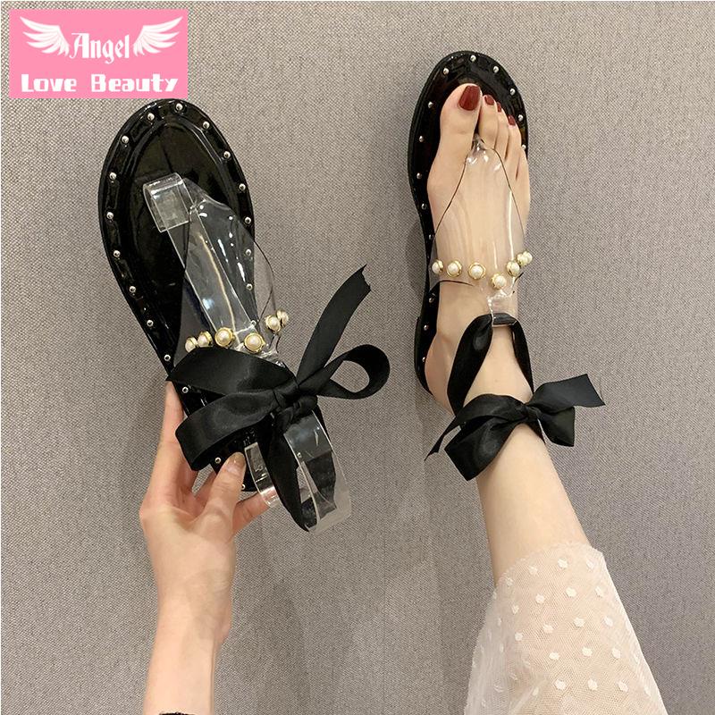 Đôi Giày Sandal Đế Bằng Đính Đinh Tán Phong Cách Hàn Quốc Thời Trang Mùa Hè Mới Cho Nữ