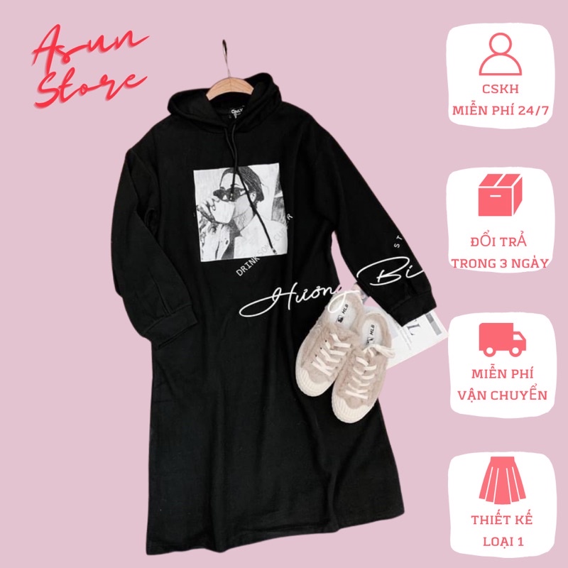 Váy hoodie nỉ nữ loại 1 freesize form rộng
