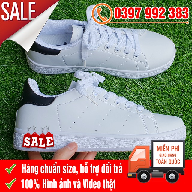 [FREE SHIPPING] Giày Sneaker Stan Smith Trắng Gót Đen Siêu Khuyến Mãi