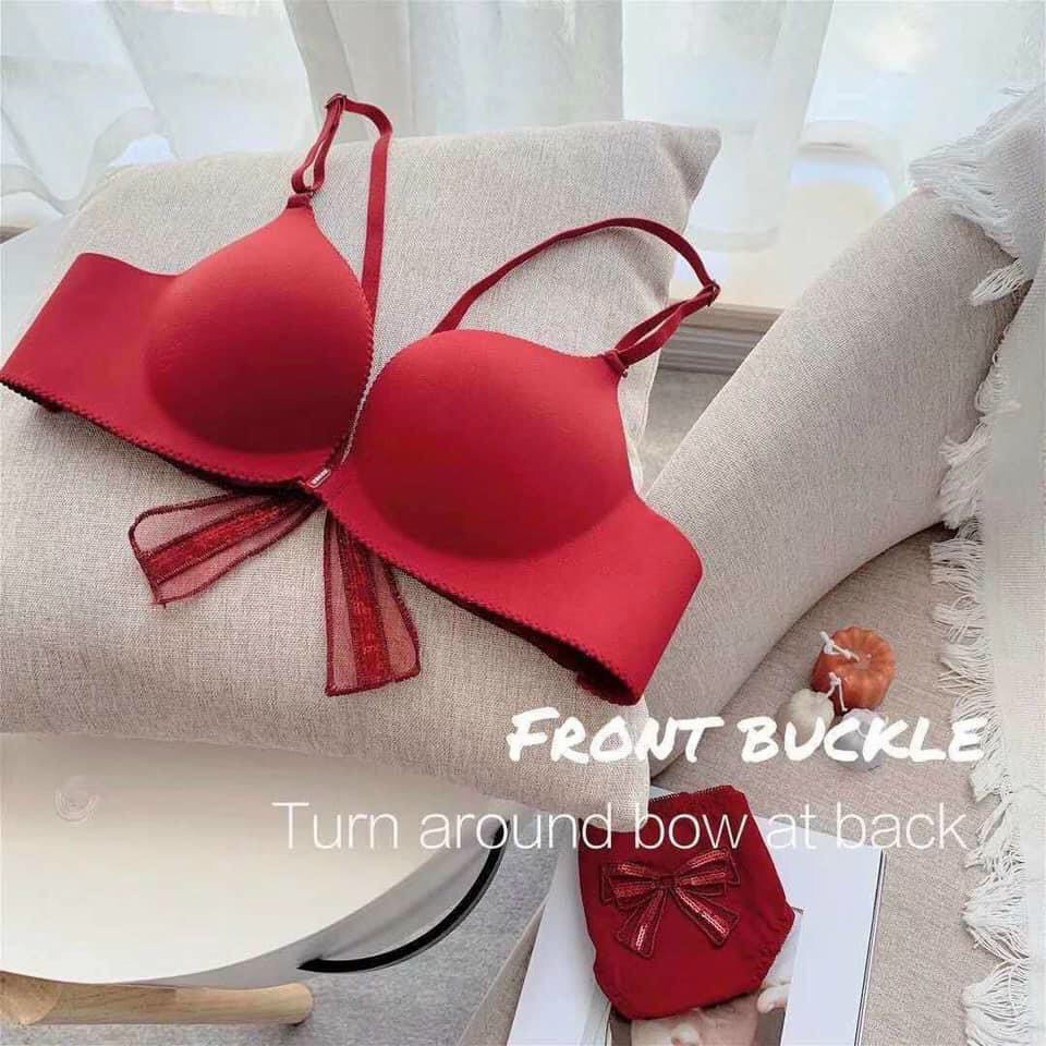 Bộ áo lót đúc su cài trước đệm vừa phối nơ + quần mã FLA56 | BigBuy360 - bigbuy360.vn