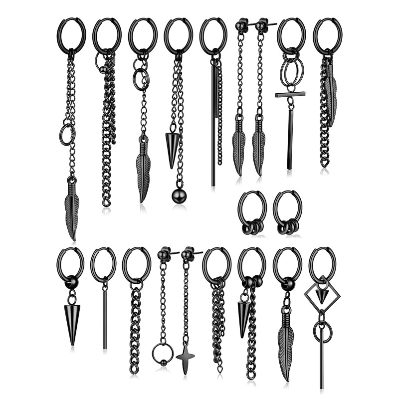 Set 20 Cặp Bông Tai Dáng Dài Thời Trang Cá Tính Cho Nam