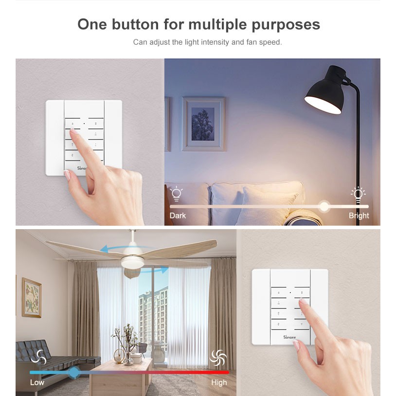 REMOTE RF 433 SONOFF & ĐẾ GẮN TƯỜNG - KÈM PIN