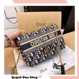 Túi xách nữ đeo chéo Dior CD thổ cẩm dây da quai xích cao cấp