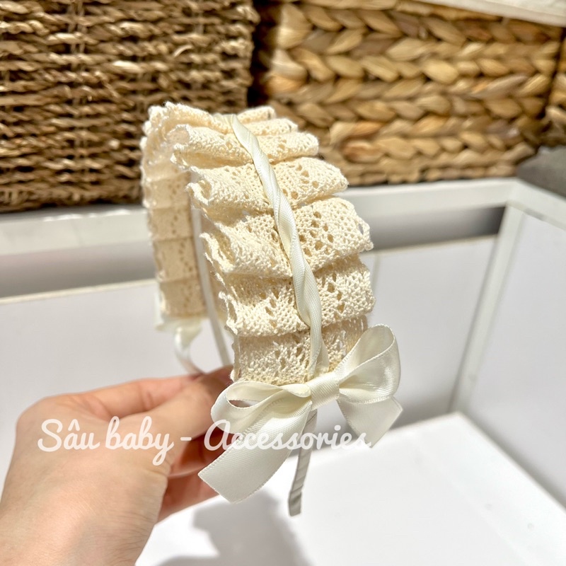 Bờm ren xếp ly handmade công chúa cho bé