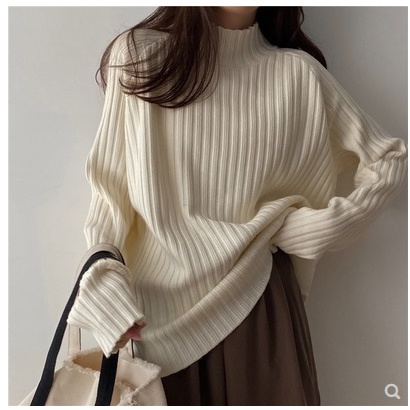 Áo len ulzzang cao cổ dáng thụng retro vằn gân hot siêu xinh nhiều màu sắc hàng QC loại 1 chất đẹp