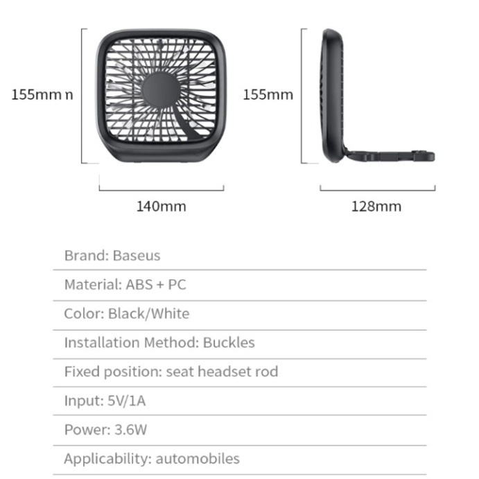 Quạt xếp đa năng gắn lưng ghế trên ô tô nhãn hiệu Baseus CXZD-01 - Hàng chính hãng {CHÍNH HÃNG 100%}