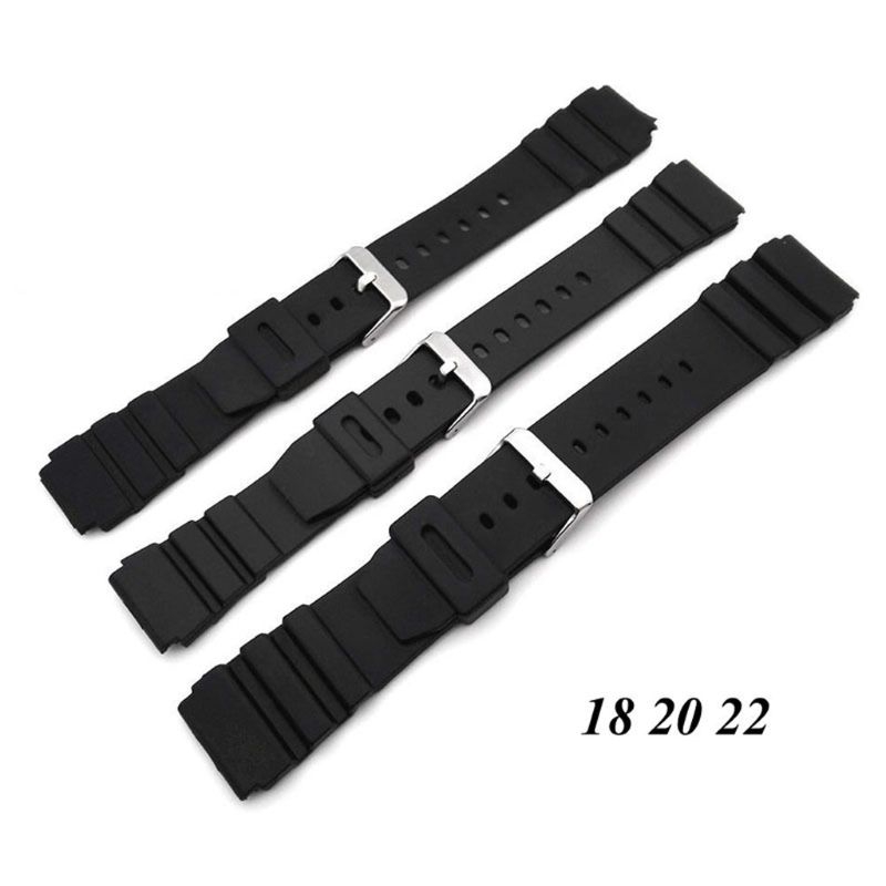 ✿CRE Silicone Rubber Watch Strap Band Deployment Buckle Diver Waterproof 18mm - 22mm