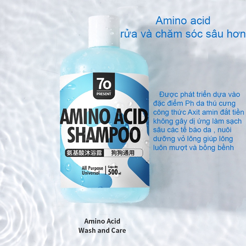 Sữa tắm cho chó mèo Hipipet AMINO ACID SHAMPOO sạch sâu da nuôi dưỡng tế bào lông sáng lông mềm mịn - 500ml