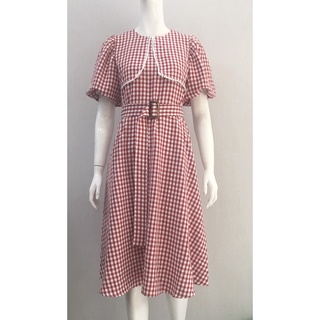 ĐẦM MIDI NỮ CARO THẮT BELT