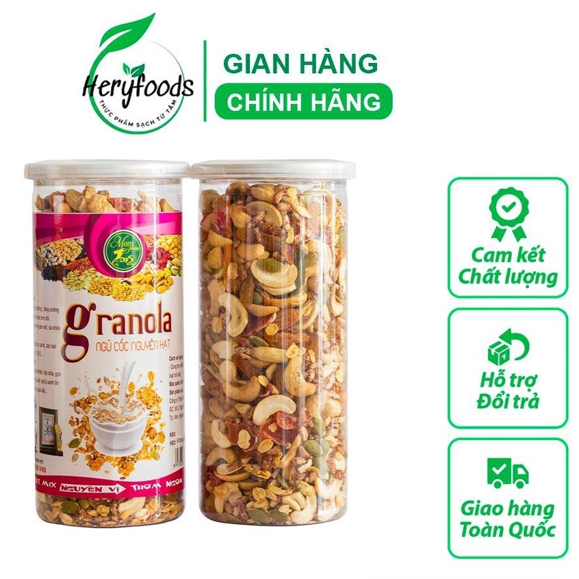Granola siêu hạt ngũ cốc dinh dưỡng ăn kiêng healthy nguyên hạt 5% yến mạch không đường Mombeauty