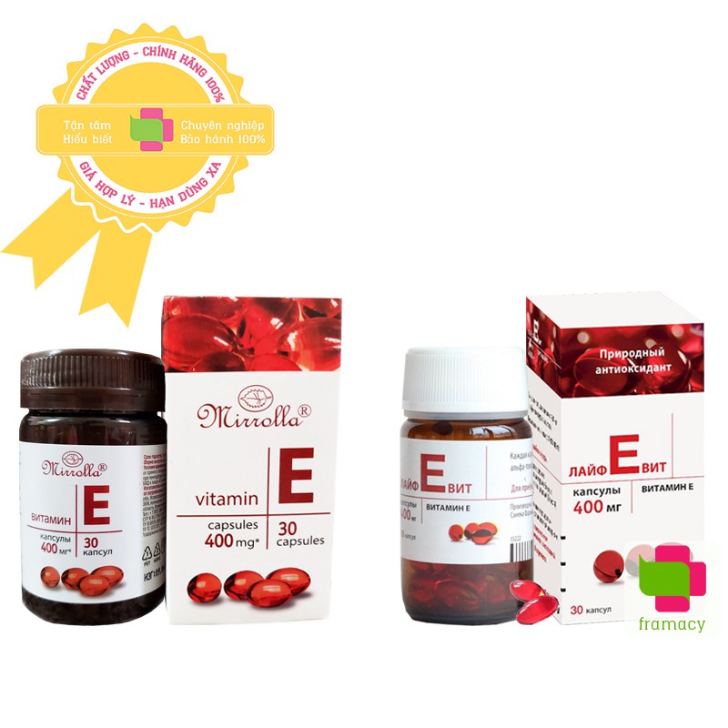 Vitamin E đỏ 400mg Nga (30 viên) giảm lão hóa, ổn định nội tiết cho phụ nữ từ 12 tuổi trở lên