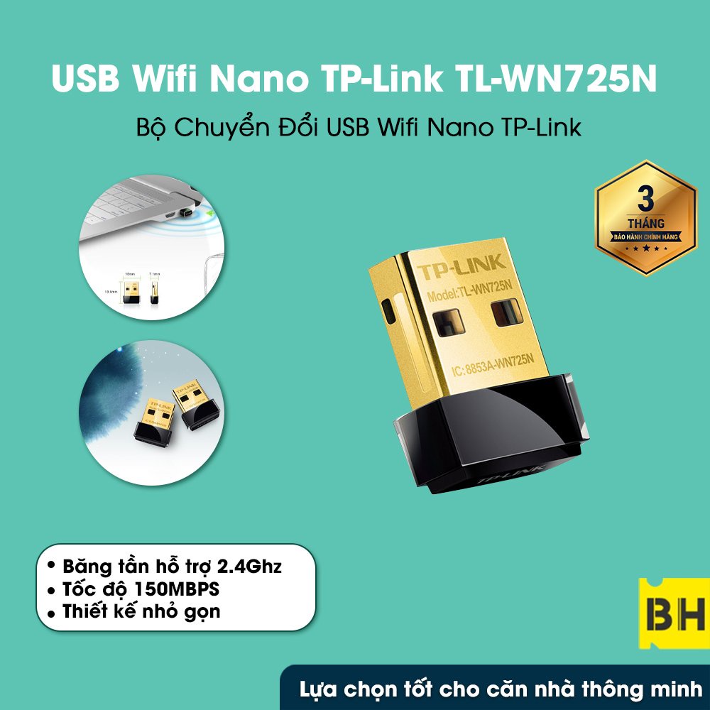 Bộ Chuyển Đổi USB Wifi Nano TP-Link TL-WN725N Chuẩn N 150Mbps - cổng cắm mạ vàng