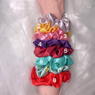 Lẻ 1 cột tóc Scrunchies trơn vải lụa satin
