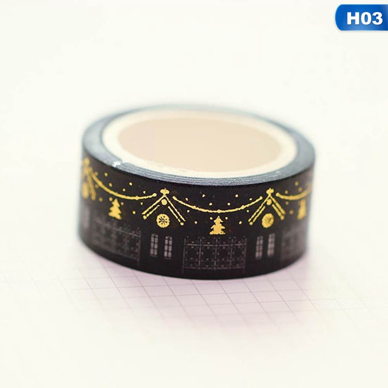 Băng keo hình mặt trăng ngôi sao màu đen dễ thương dùng gói quà trang trí sổ tay 1.5cm X 5m DIY