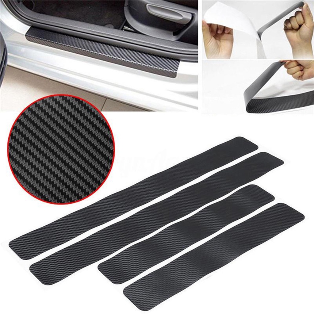 Miếng dán trang trí bậc cửa xe ô tô tự dính bằng sợi carbon chống trầy xước