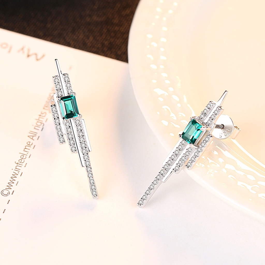 Khuyên Tai Nữ Đính Đá Xanh Lục Phong Cách Quý Tộc Cho Nữ B1451 Bảo Ngọc Jewelry