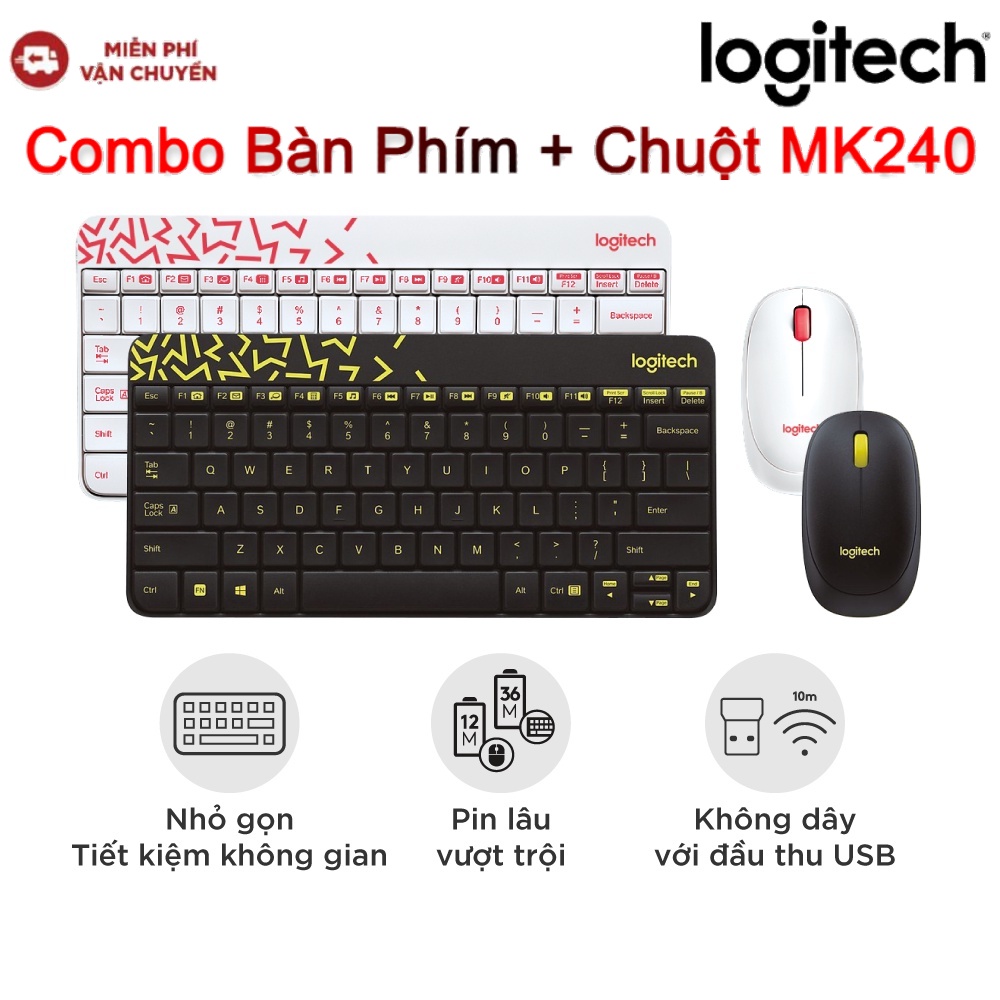 Combo Bàn Phím + Chuột LOGITECH MK240 (Không dây - kết nối USB)