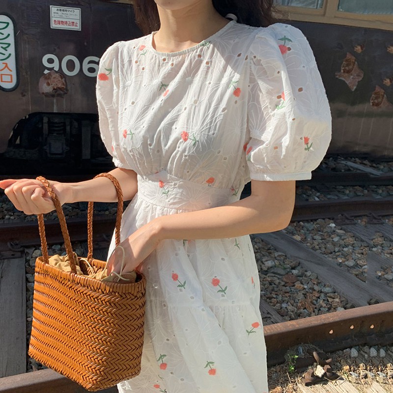 Đầm  hoa dây thắt nơ lưng Korea