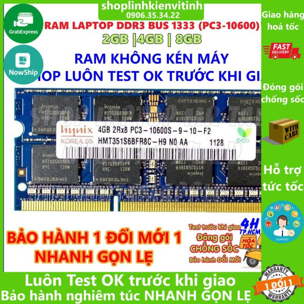 RAM LAPTOP DDR3 2GB, 4GB, 8GB - BUS 1333 (PC3 10600) Zin Tháo Máy Chính Hãng