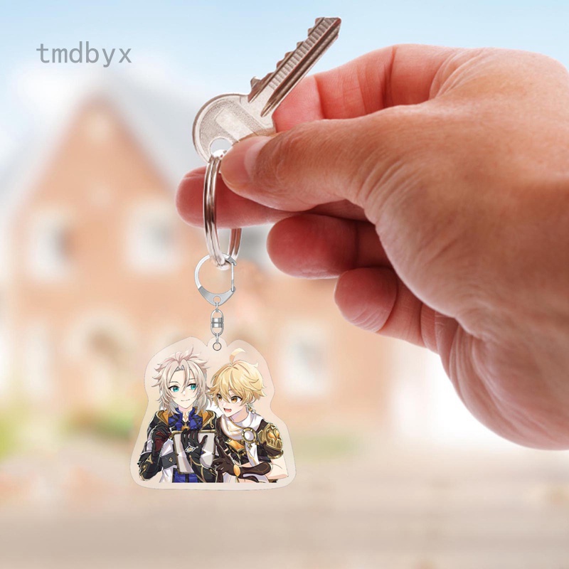 Móc khóa hai mặt có dây đeo tiện lợi tùy chọn họa tiết