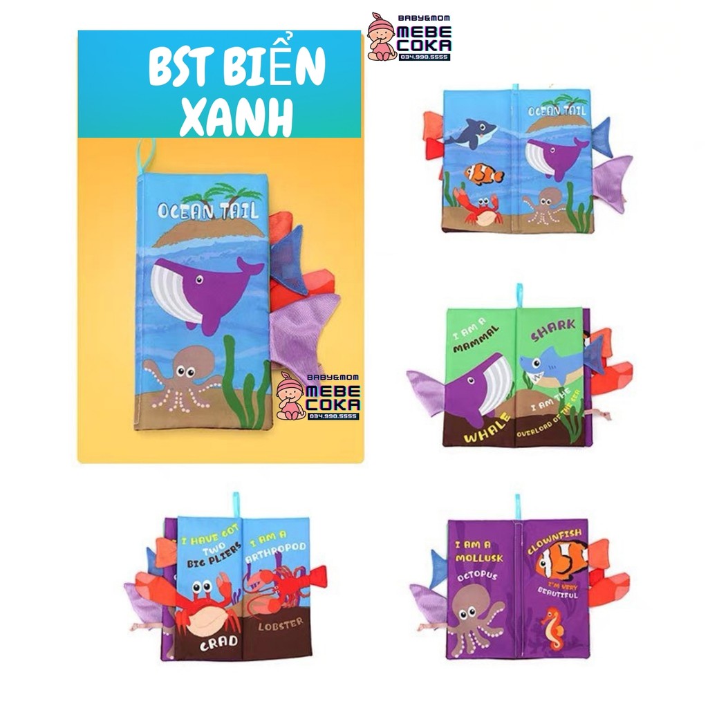 Sách vải cho bé ,sách vải giáo dục họa tiết bán 3D kích thích thị giác, nhiều chủ đề vừa học vừa chơi