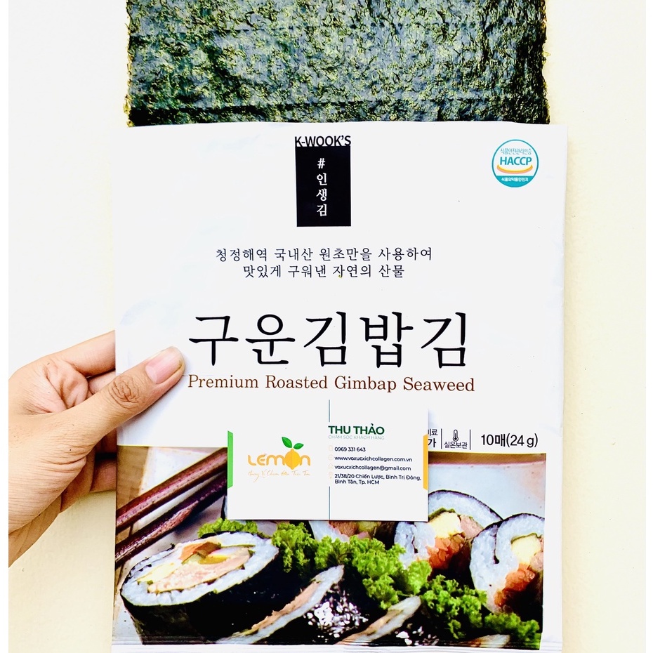 Rong biển cuộn cơm Hàn Quốc làm cơm nắm, Sushi, Kimbap gói 10 lá (24g)