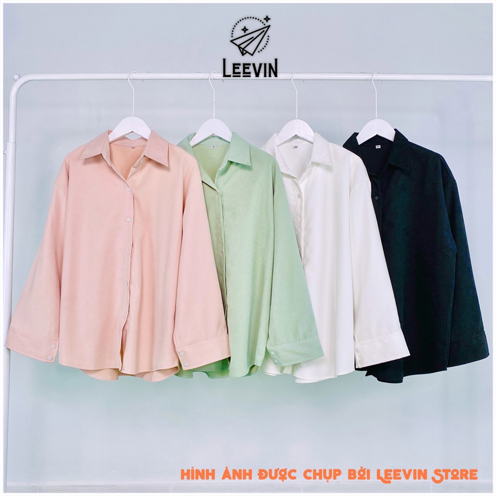 Áo Sơ Mi Nhung KUPI Form Rộng Tay Dài Unisex Nam Nữ Phong Cách Hàn Quốc Ulzzang Bigsize Leevin Store