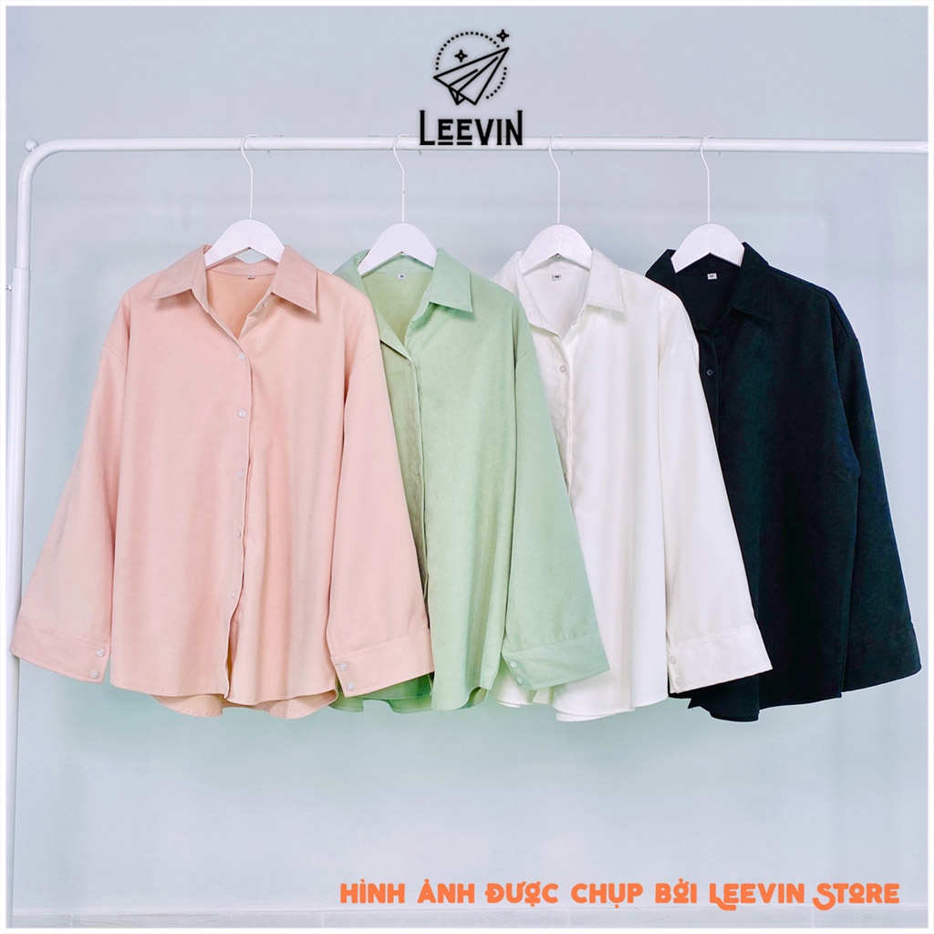 Áo Sơ Mi Nhung Tăm Mịn KUPI Form Rộng Tay Dài Unisex Nam Nữ Phong Cách Hàn Quốc Ulzzang  Dáng Rộng Bigsize Leevin Store