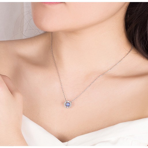 Dây Chuyền Bạc Ý S925 Thiết Kế Vòng Tròn Đính Đá Lấp Lánh Bảo Ngọc Jewelry DB-1674