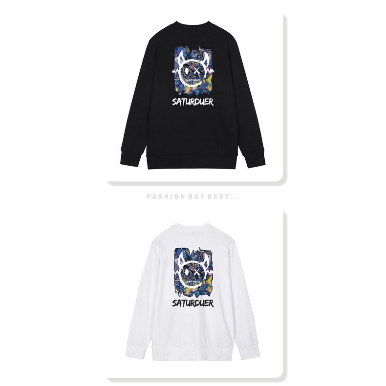Áo sweater Saturduer in 2 mặt 2 màu đen trắng, dáng unisex nhiều size (N303)