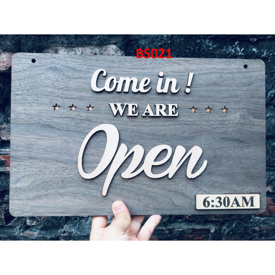 bẢNG GỖ OPEN CLOSE TRANG TRÍ NHÀ CỬA