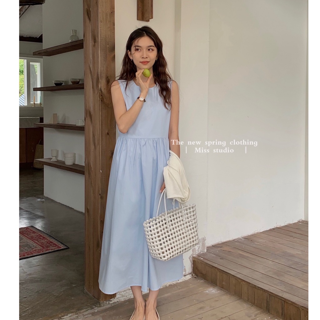 Đầm babydoll cộc tay kèm khăn dáng dài form rộng ulzzang ba màu Kozoda D62