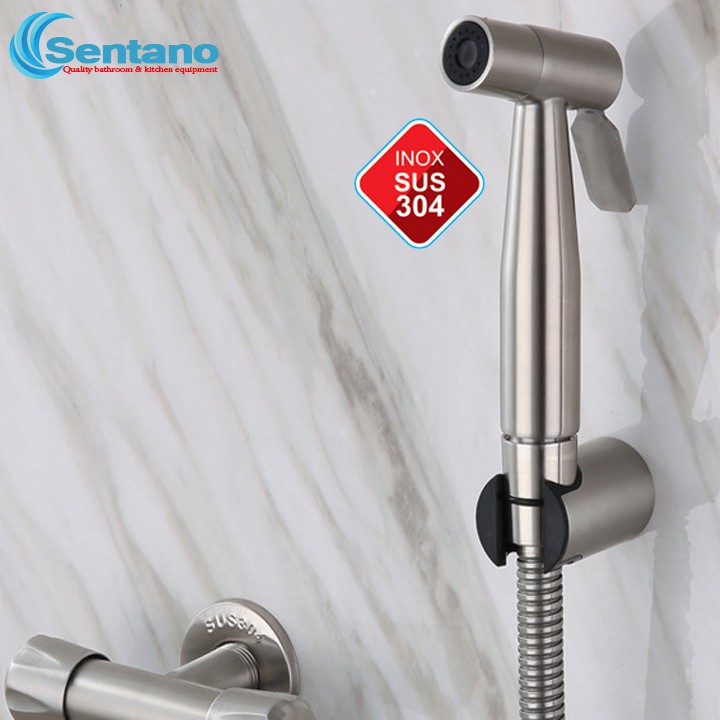[LOẠI 1] BỘ Vòi xịt vệ sinh INOX 304 cao cấp SENTANO xịt mạnh đầu xịt có thể tháo rời vệ sinh chống tắc nghẹt