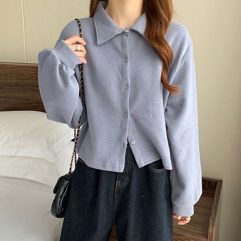 SUXI Áo sơ mi tay dài dáng rộng phong cách Hàn Quốc dành cho nữ