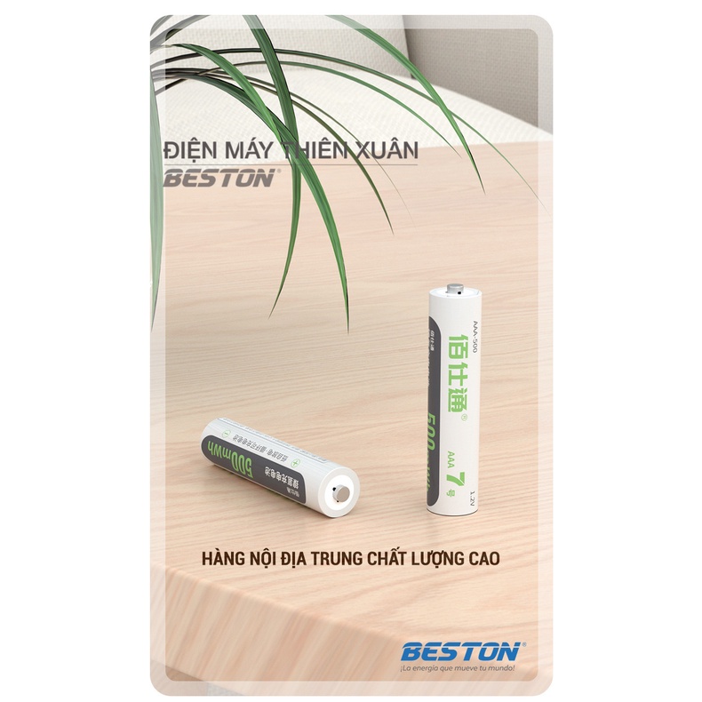 Pin sạc AAA Beston 500mWh pin thay thế cho pin AAA 1.5V (2 Viên AAA) cho remote, đồ chơi trẻ em, đồng hồ