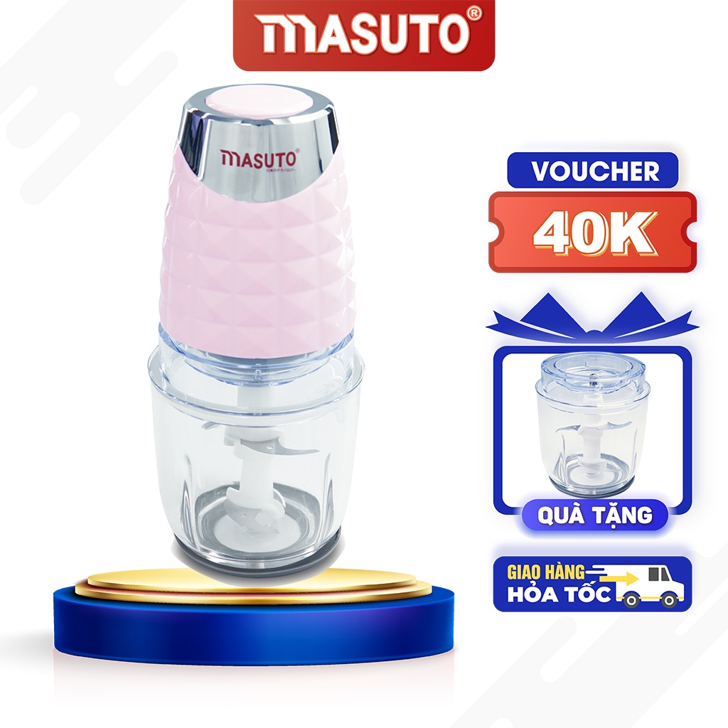 Máy xay sinh tố đa năng Masuto cối 0,6L say thịt đồ ăn dặm tỏi ớt siêu nhuyễn chỉ 10s MUA 1 TĂNG 1