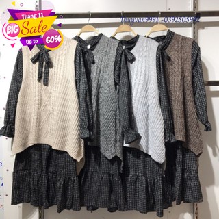 Set váy voan áo ghile len thừng - ảnh thật treo móc