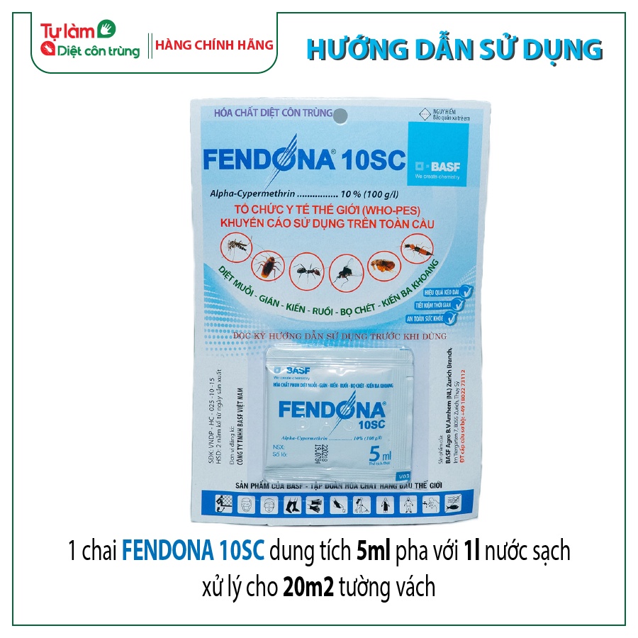 Thuốc Diệt Côn Trùng Muỗi, Kiến, Gián, Ruồi, Kiến Ba Khoang FENDONA 10SC Vỉ 5ml