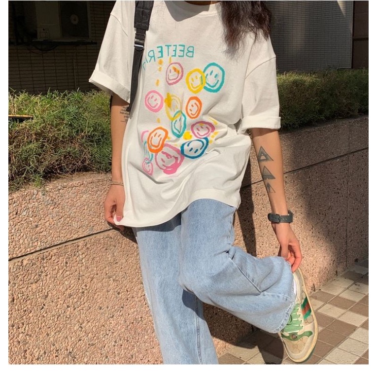 Áo thun tay lỡ unisex mặt cười Beeterno