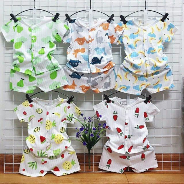 Bộ cotton giấy cộc tay mở khuy cao cấp