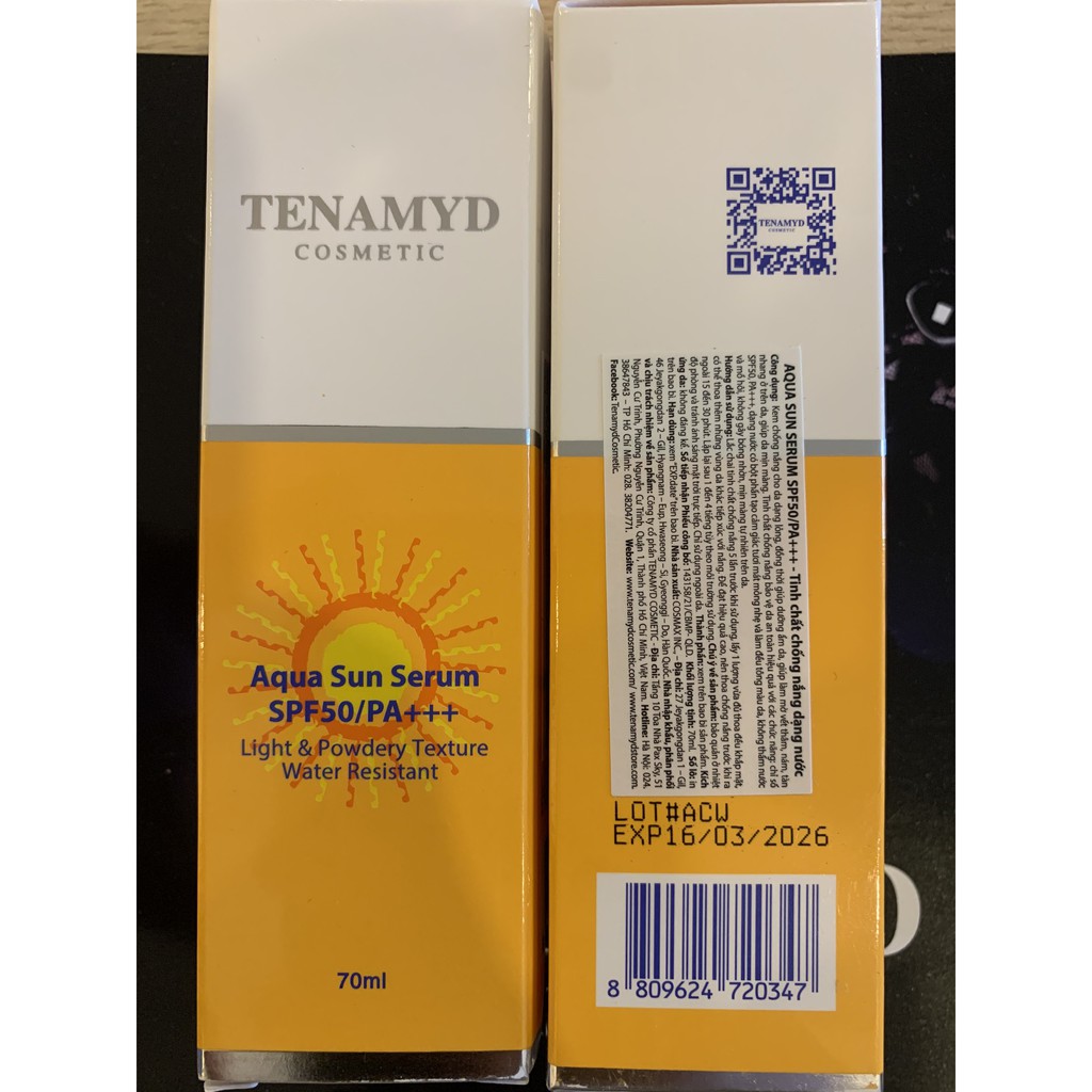 Tinh chất Chống Nắng Tenamyd SPF 50/PA+++ Aqua Sun Serum SPF 50/PA [DATE2027]