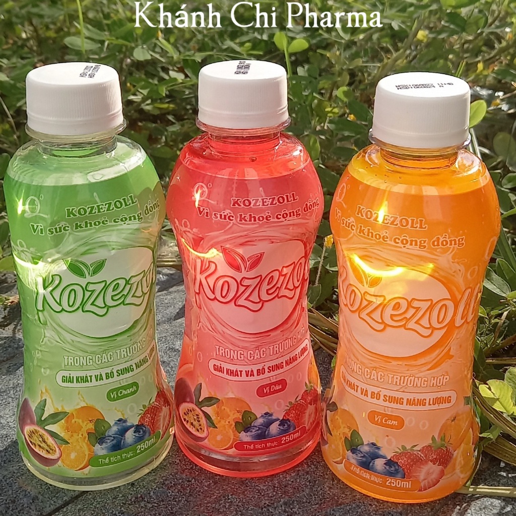 Dung dịch bù nước, điện giải ORS chai 250ml. Kozezoll ors dạng nước cho bé vị cam, chanh, dâu.
