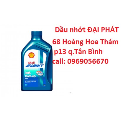 Dầu nhớt Shell Advance 4T AX7 10W40 Synthetic Based 1 lit