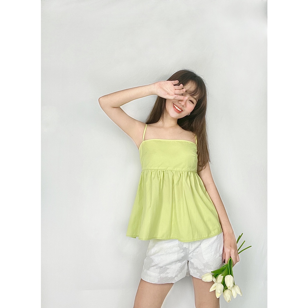 Áo hai dây babydoll HEYBEE chất vải kate, 2 màu hot trend -  ALFIE BABYDOLL TOP HT681