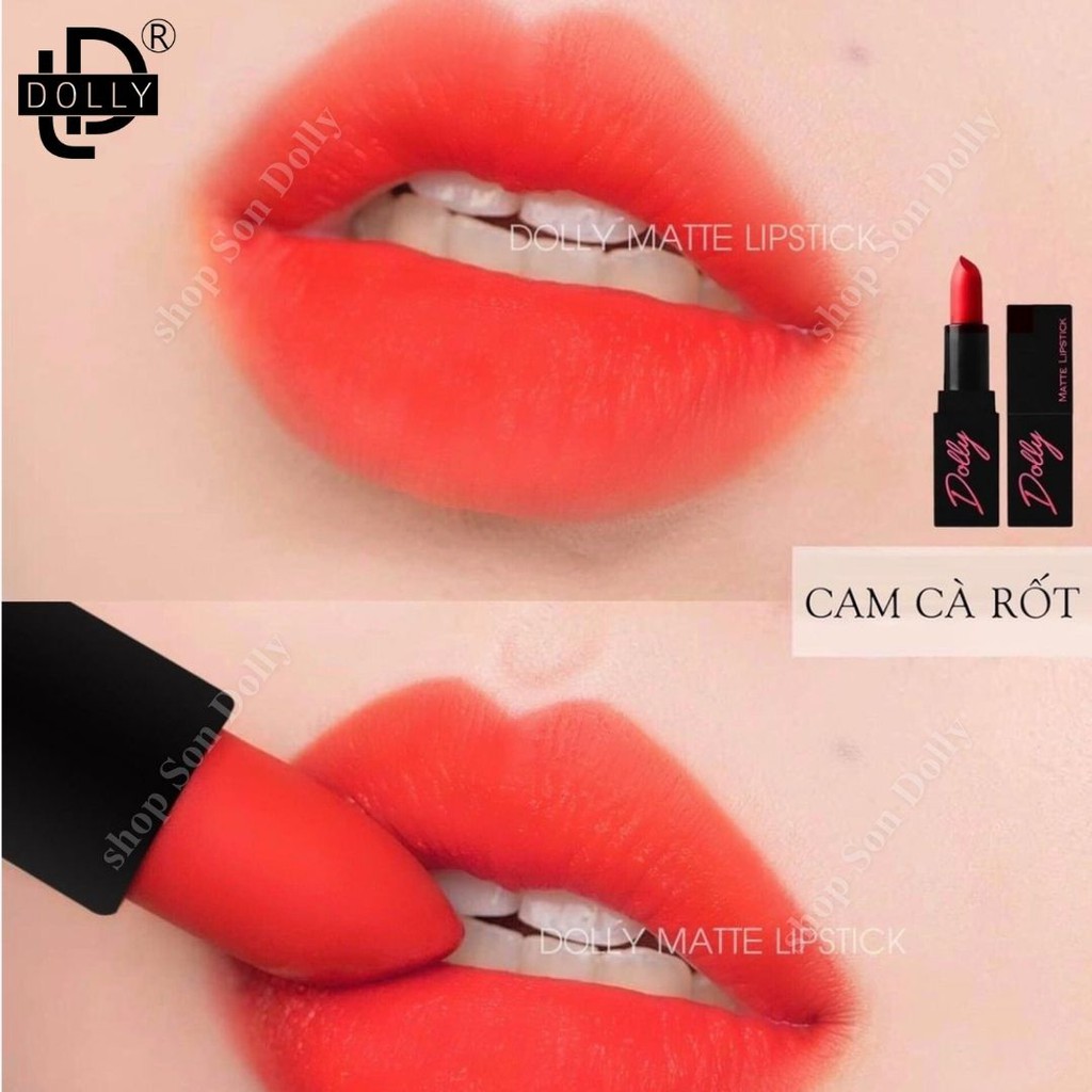 Son Thỏi, Son Lì, Son DOLLY Lâu Trôi, Không Chì, Chất Lượng Chính Hãng New Màu Cam Cà Rốt