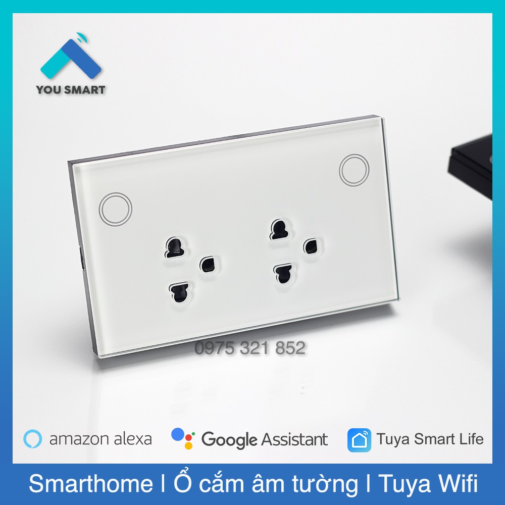 [Hỏa Tốc HN] Ổ cắm Thông Minh Âm Tường Tuya Wifi/Zigbee Mặt Kính - Viền Nhôm