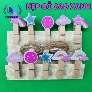 KẸP GỖ NGÔI SAO XANH - 10 KẸP + DÂY TREO  - SIBBOOKS - SẢN PHẨM CHÍNH HÃNG