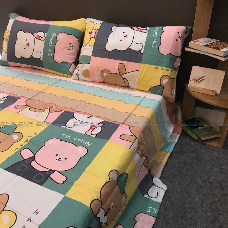 BỘ GA GỐI COTTON Orangnic CÓ CHĂN 1m6, 1m8x2m